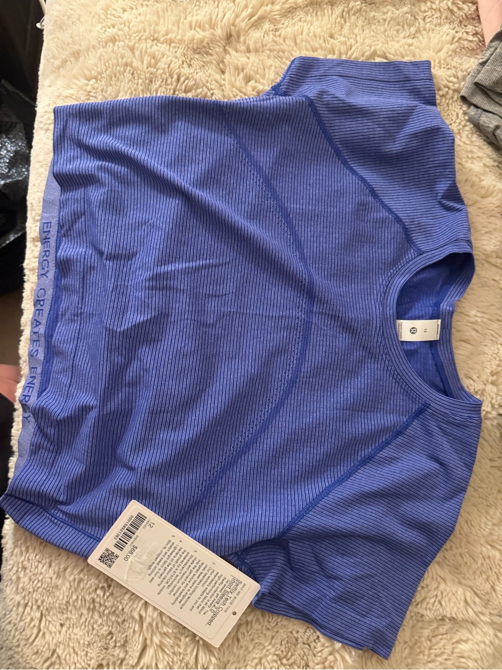 lululemon athletica Ribbed Short Sleeve Crop Top - Periwinkle Blue